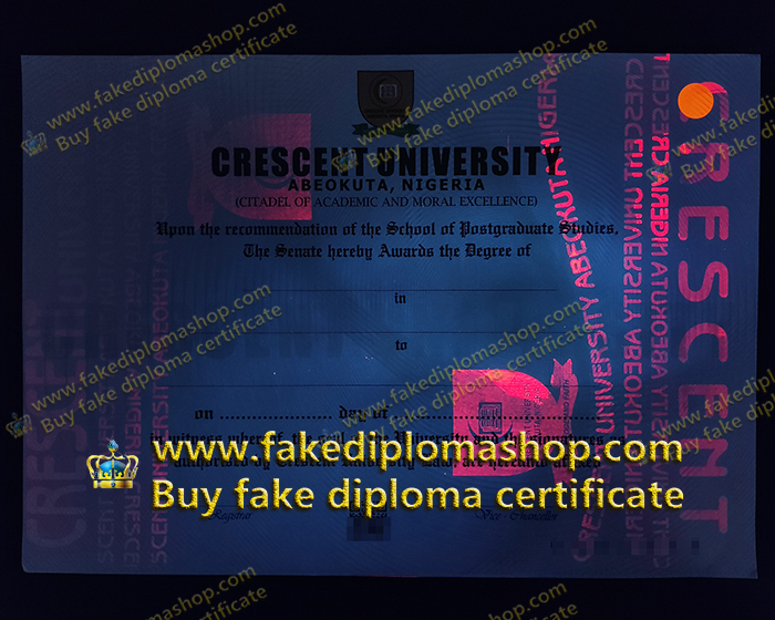 Crescent University certificate fluorescent anti-counterfeiting