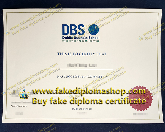 DBS diploma of Bachelor, Dublin Business School certificate