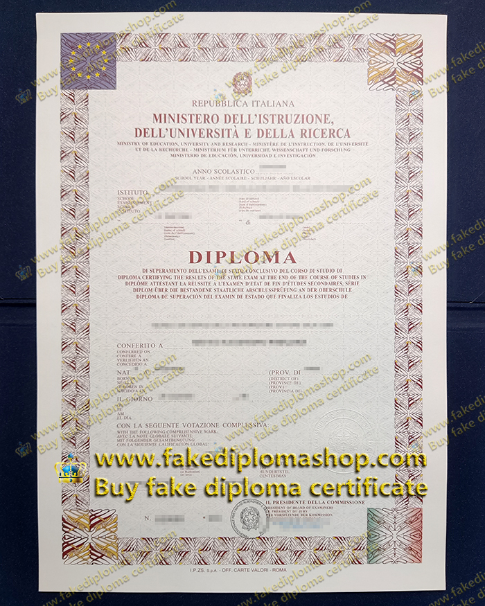 MIUR diploma, Ministero dell'Istruzione, dell'Università E della Ricerca diploma