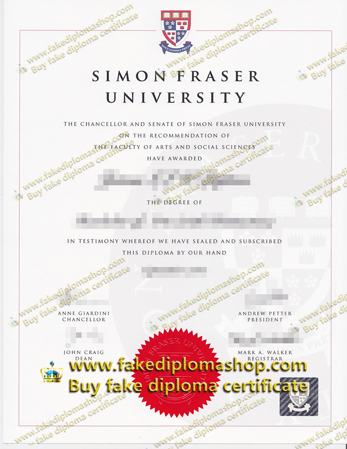 Simon Fraser University diploma of electrons, SFU diploma sample