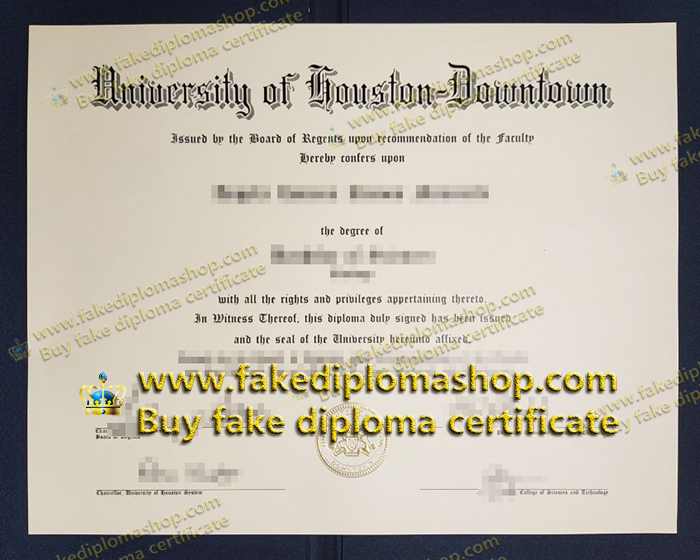 UHD diploma of Bachelor, University of Houston–Downtown diploma