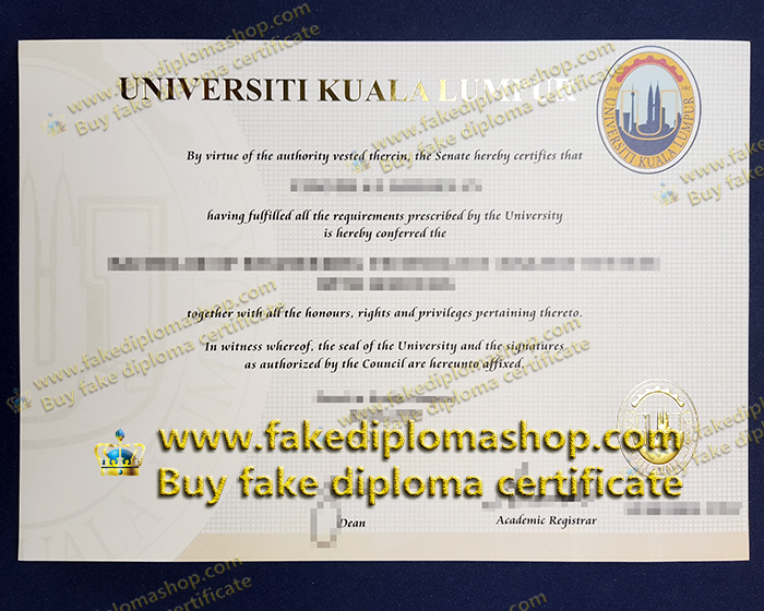 UniKL diploma of Bachelor, University of Kuala Lumpur diploma