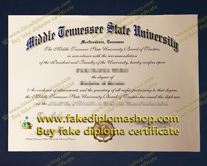 MTSU diploma, Middle Tennessee State University diploma