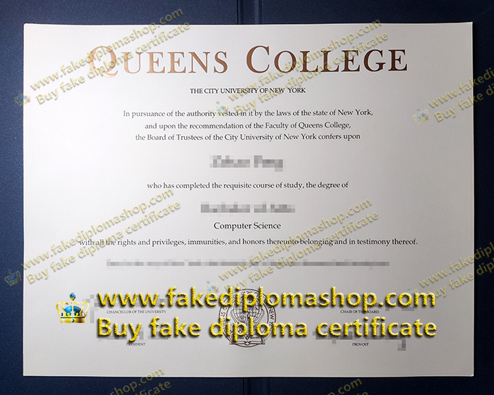 QC diploma, Queens College diploma, Queens College, City University of New York diploma of Bachelor