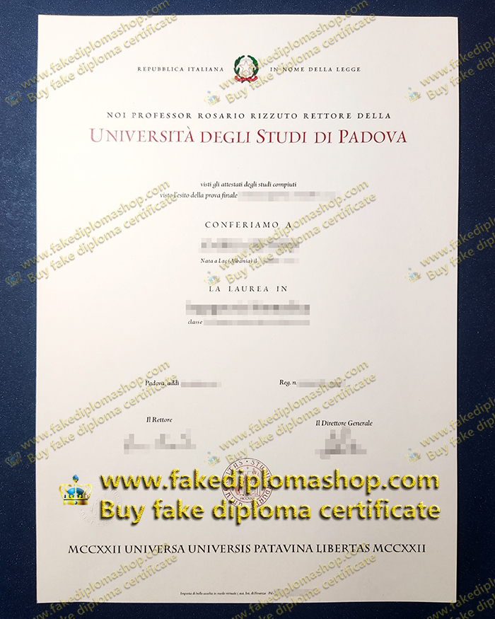 UNIPD diploma, University of Padua diploma, Università degli Studi di Padova diploma