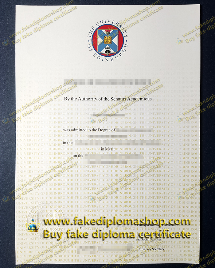 Edin diploma of 2000 edition, University of Edinburgh diploma