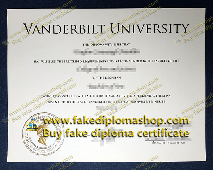 Vanderbilt University diploma, VU degree of Bachelor