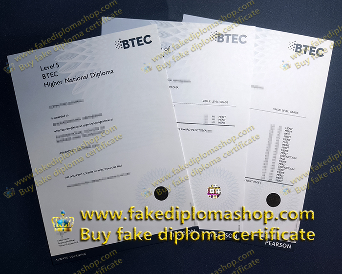 BTEC Level 5 diploma, BTEC transcript