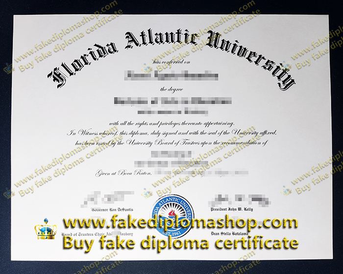 FAU diploma of Bachelor, Florida Atlantic University diploma