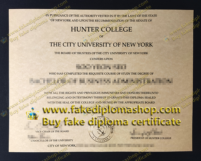 Hunter College diploma of Bachelor