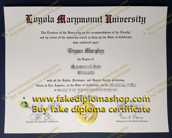 Loyola Marymount University diploma, LMU diploma