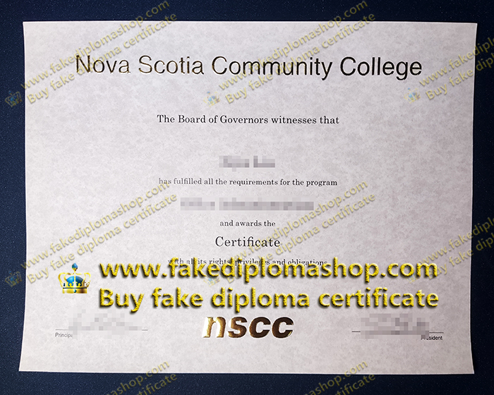 NSCC certificate, Nova Scotia Community College certificate