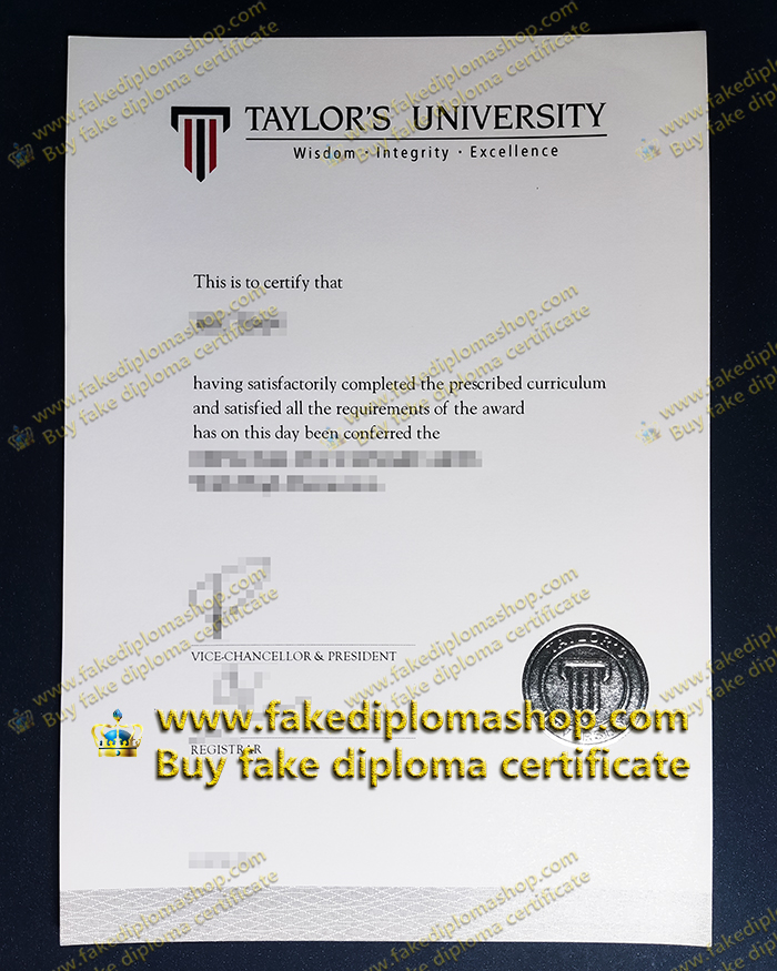 Taylor's University diploma