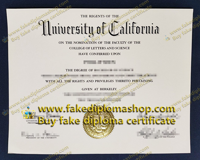 University of California diploma of Berkeley, UCB diploma