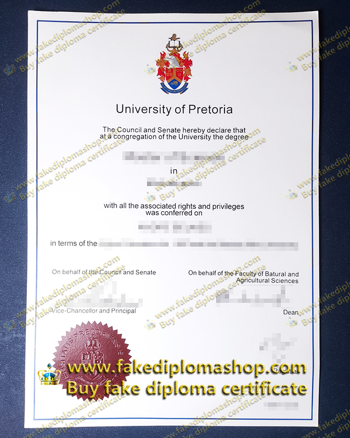 Old edition University of Pretoria diploma