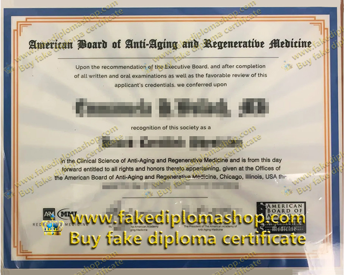 ABAARM diploma, American Board of Anti Aging and Regenerative Medicine diploma