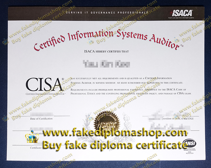 ISACA CISA certificate, buy a fake CISA certificate online