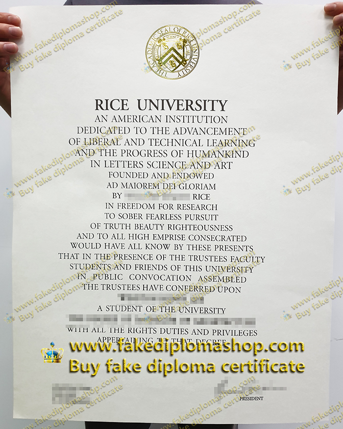 William Marsh Rice University diploma