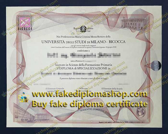 UNIMIB diploma, University of Milano-Bicocca diploma