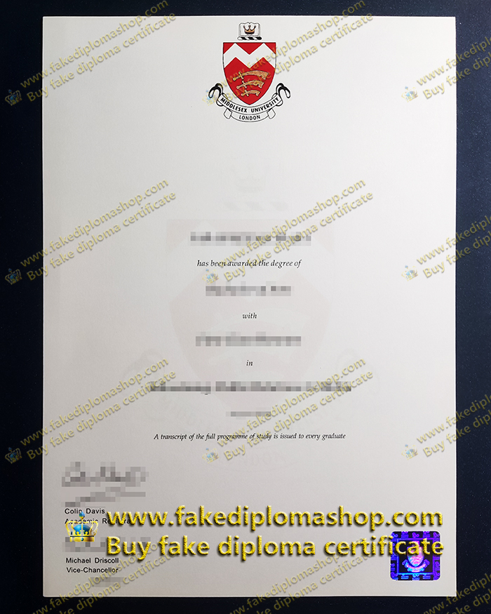 2009 edition Middlesex University diploma