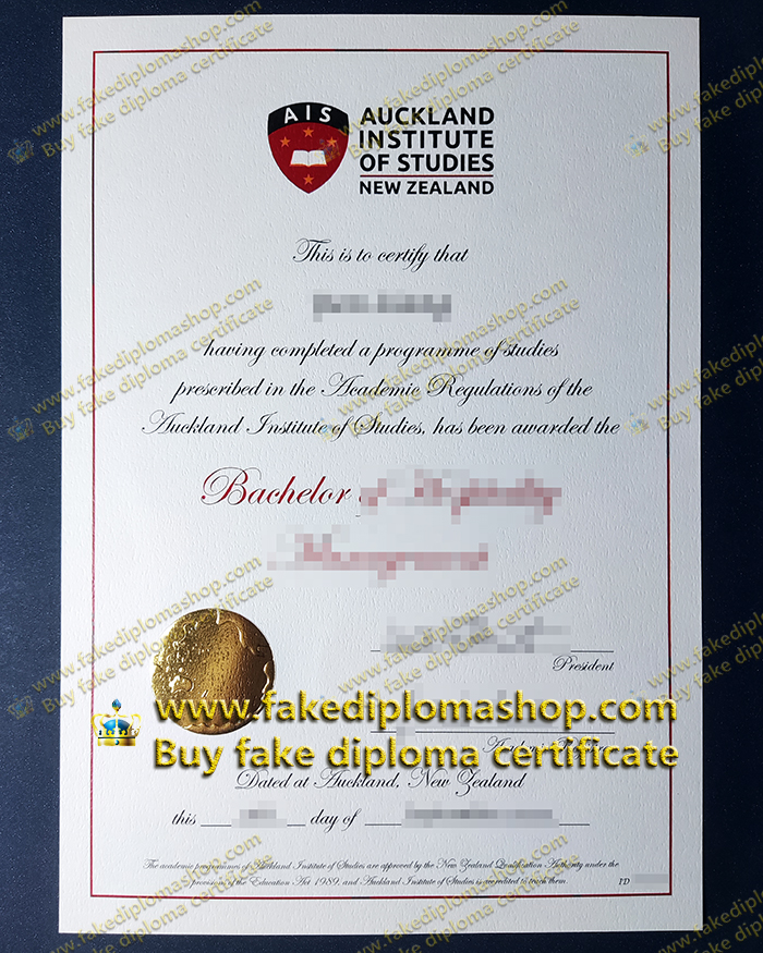 AIS fake diploma, Auckland Institute of Studies degree certificate