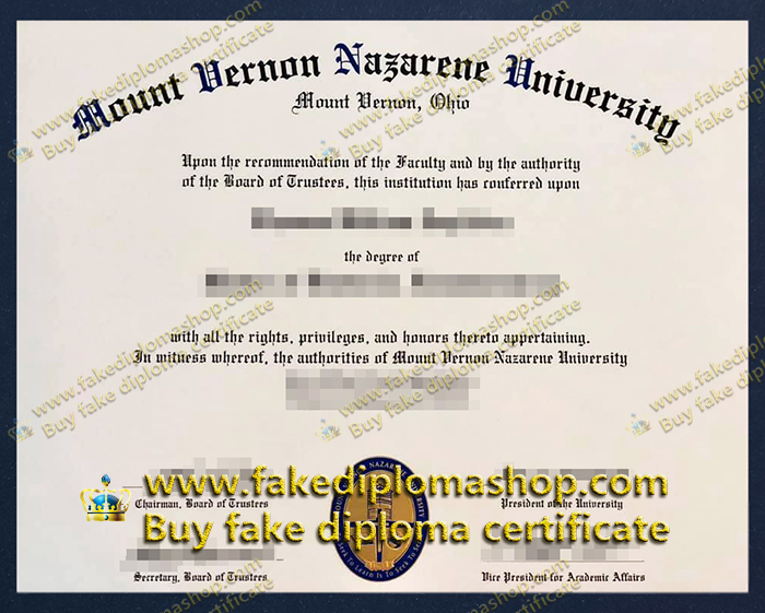 MVNU diploma, Mount Vernon Nazarene University diploma