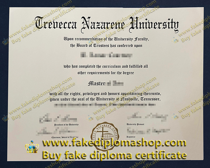 Trevecca Nazarene University diploma, TNU Master degree