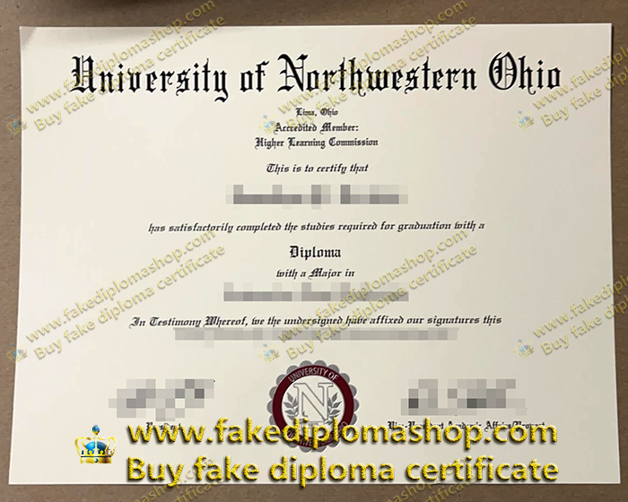 UNOH fake diploma, University of Northwestern Ohio diploma