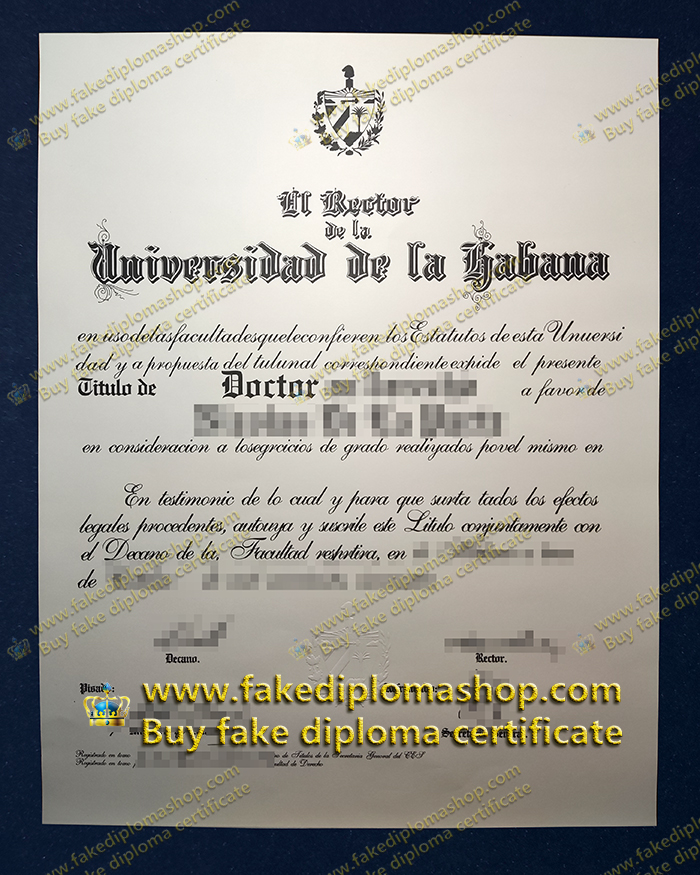 University of Havana Doctor diploma, Universidad de La Habana diploma