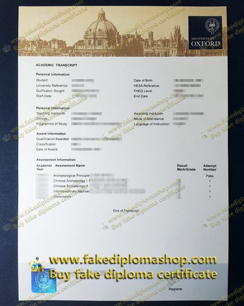 Buy a fake University of Oxford transcript in the UK