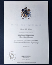 Old edition University of Sunderland diploma, buy fake UK degree now.