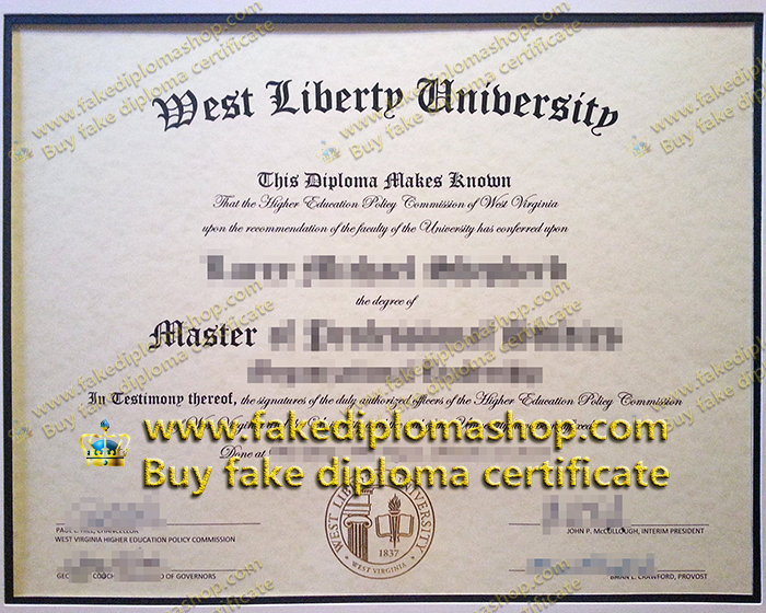 West Liberty University diploma of Master, WLU diploma