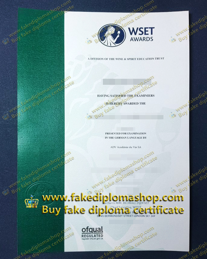 WSET level 3 certificate, Wine & Spirit Education Trust certificate