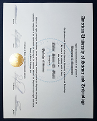 AUST diploma of Bachelor, American University of Science and Technology degree for sale