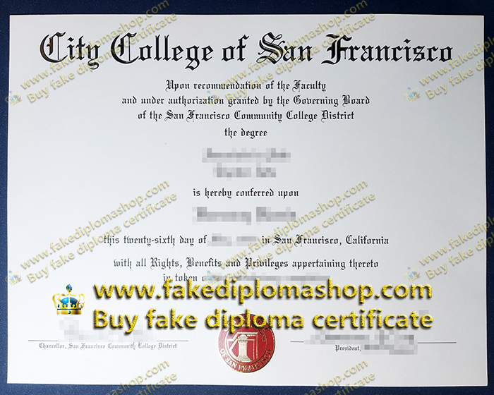 City College of San Francisco diploma, CCSF degree certificate