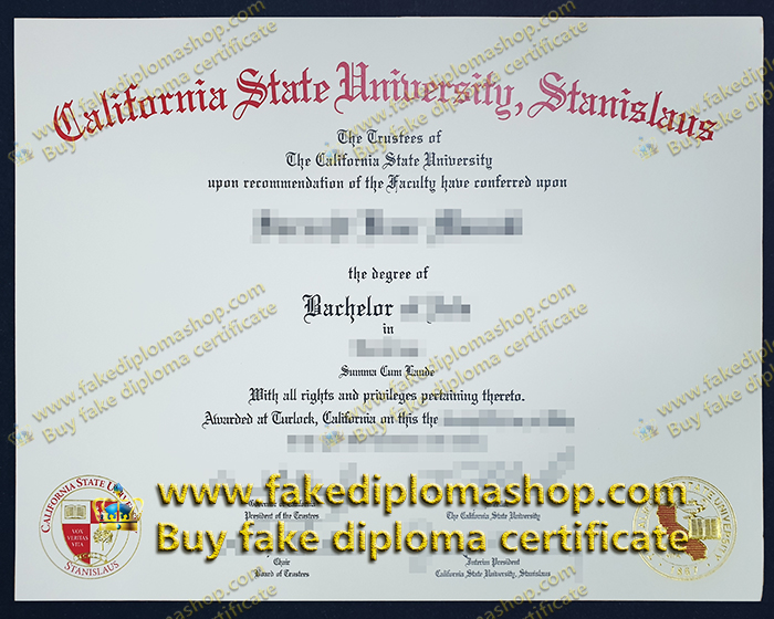 California State University, Stanislaus diploma of Bachelor