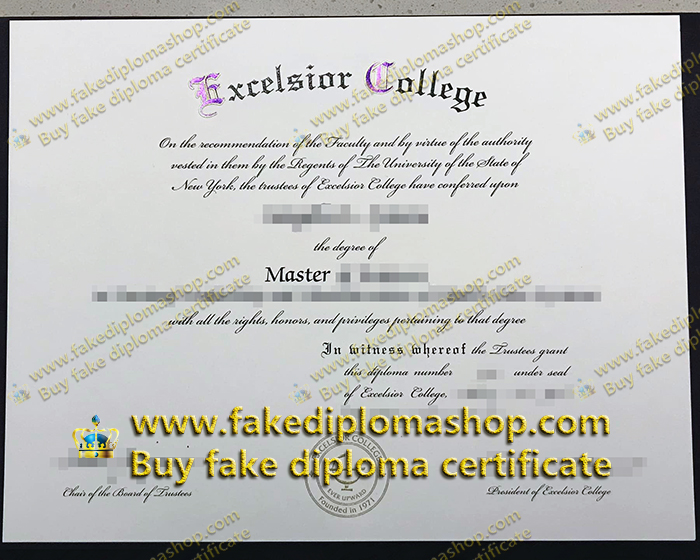 Excelsior College Master diploma, Excelsior University diploma