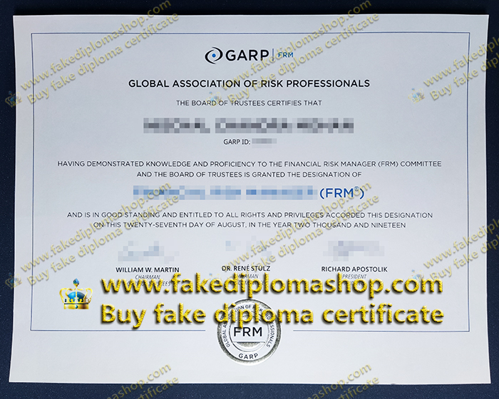 GARP FRM certificate, Global Association of Risk Professionals certificate