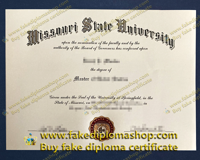 Missouri State University diploma, MSU Master degree certificate