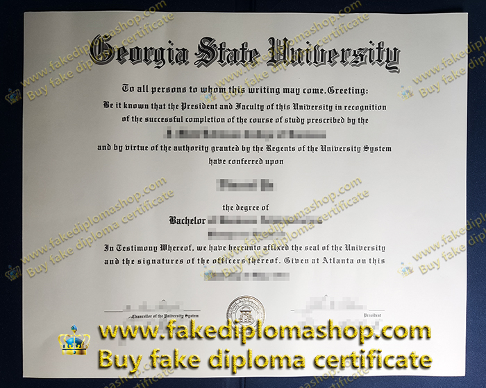 Georgia State University Bachelor degree, Old edition GSU diploma