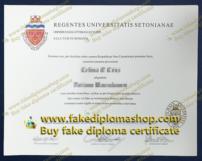 Seton Hall University diploma, SHU degree certificate