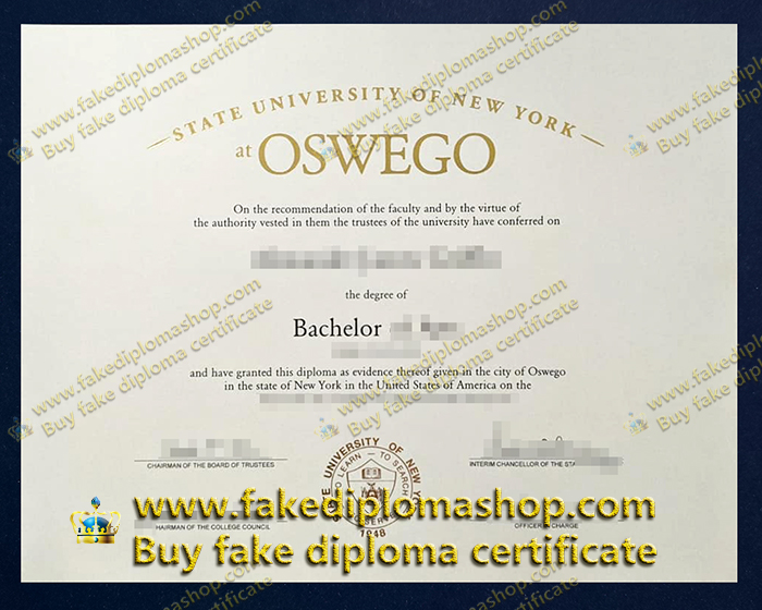 SUNY Oswego Bachelor diploma, State University of New York at Oswego degree