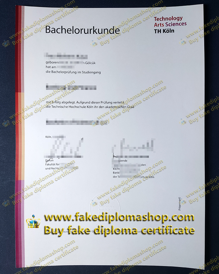 TH Köln Bachelorurkunde diploma, Technische Hochschule Köln certificate