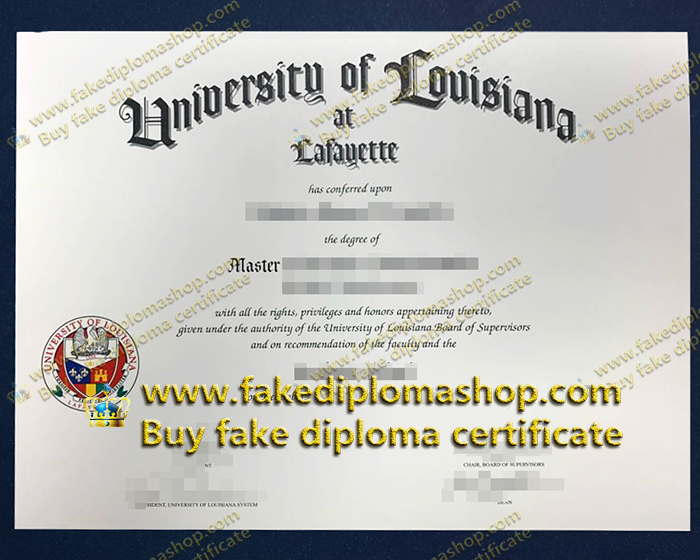 ULL Bachelor diploma, University of Louisiana at Lafayette diploma