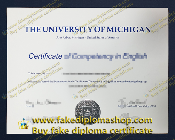 University of Michigan diploma, UMich certificate