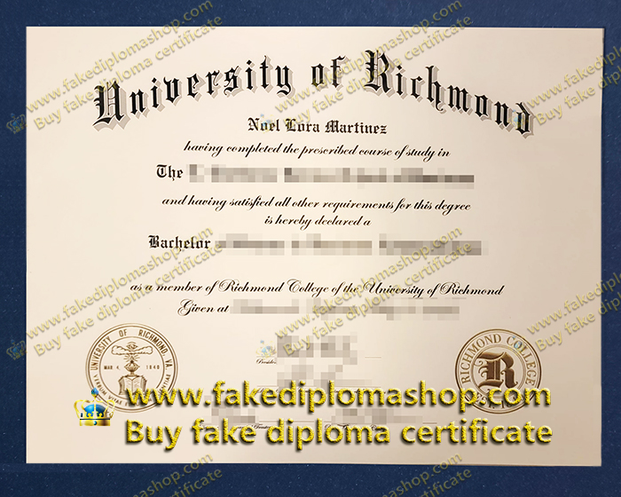 University of Richmond diploma of Bachelor, UR fake degree certificate