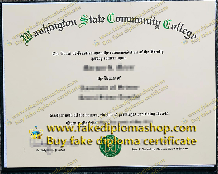 WSCC diploma, Washington State Community College degree certificate