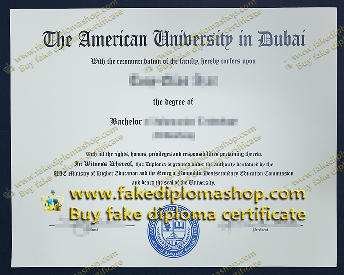 AUD Bachelor degree, American University in Dubai diploma