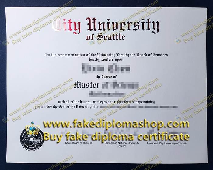 City University of Seattle diploma, CityU degree of Master