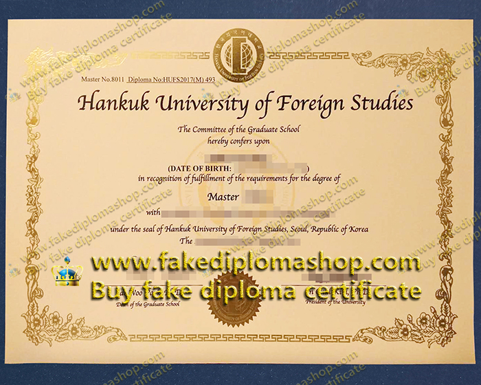 HUFS Bachelor degree, Hankuk University of Foreign Studies diploma